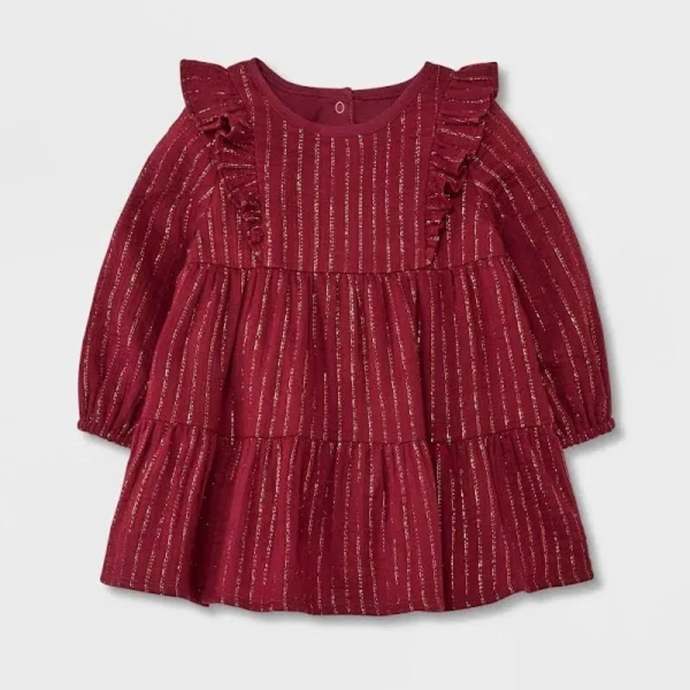 Cat & Jack gold and burgundy dress 18 months baby girl